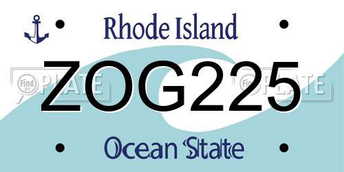 ZOG225 Rhode Island License Plate