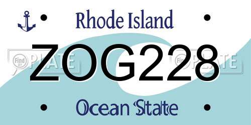 ZOG228 Rhode Island License Plate