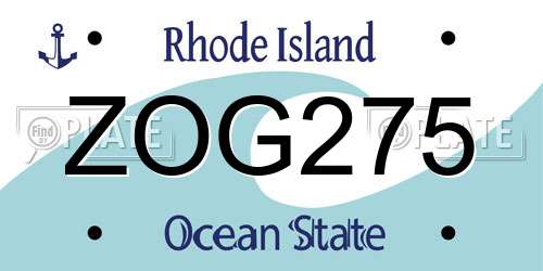ZOG275 Rhode Island License Plate