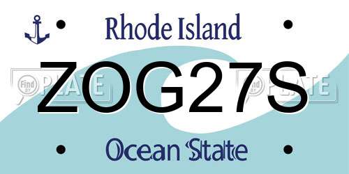 ZOG27S Rhode Island License Plate