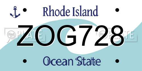 ZOG728 Rhode Island License Plate