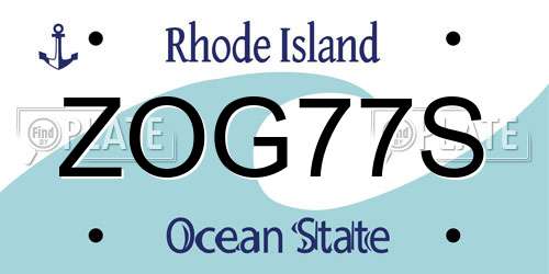 ZOG77S Rhode Island License Plate
