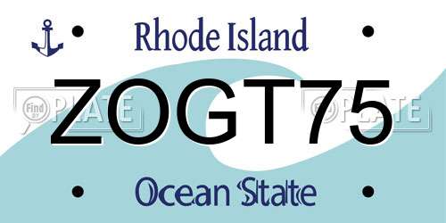 ZOGT75 Rhode Island License Plate