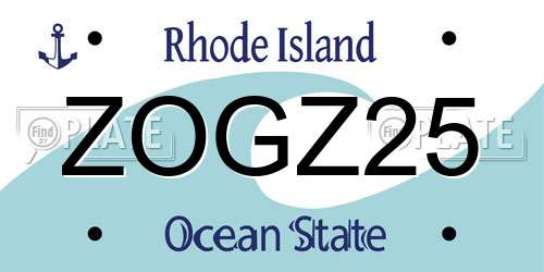 ZOGZ25 Rhode Island License Plate
