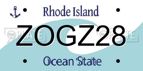 ZOGZ28 Rhode Island License Plate
