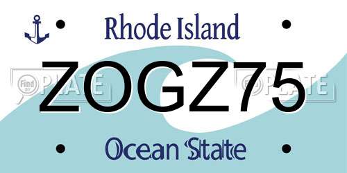 ZOGZ75 Rhode Island License Plate