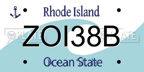 ZOI38B Rhode Island License Plate