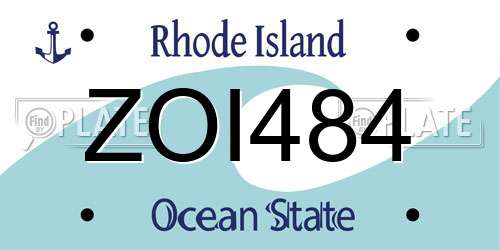 ZOI484 Rhode Island License Plate