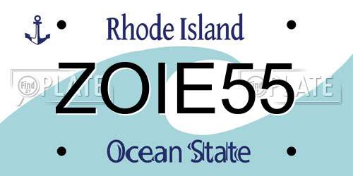 ZOIE55 Rhode Island License Plate