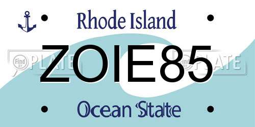 ZOIE85 Rhode Island License Plate