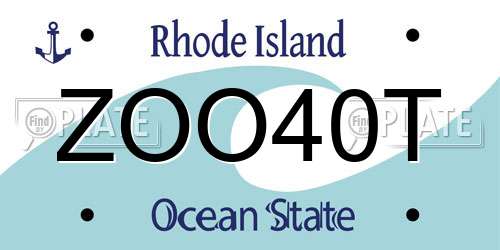 ZOO40T Rhode Island License Plate