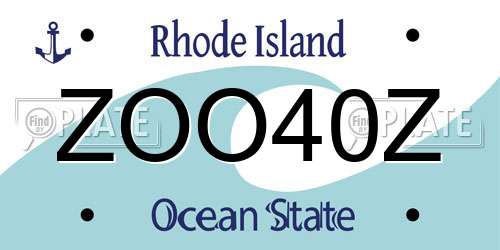 ZOO40Z Rhode Island License Plate
