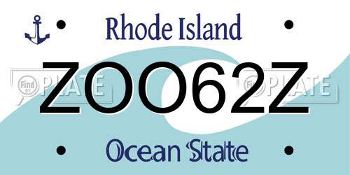 ZOO62Z Rhode Island License Plate