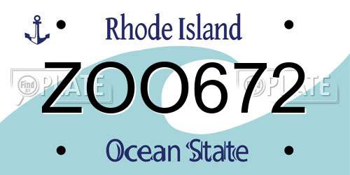 ZOO672 Rhode Island License Plate