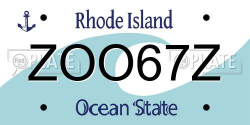 ZOO67Z Rhode Island License Plate