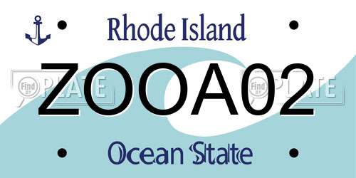 ZOOA02 Rhode Island License Plate