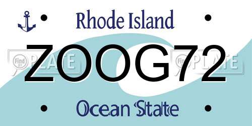 ZOOG72 Rhode Island License Plate