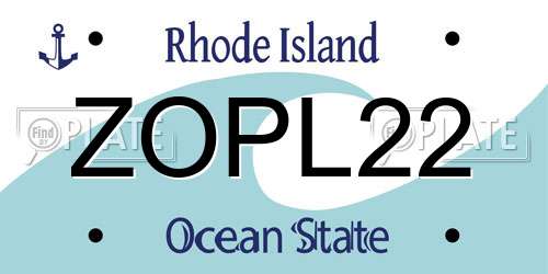ZOPL22 Rhode Island License Plate