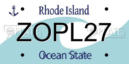 ZOPL27 Rhode Island License Plate