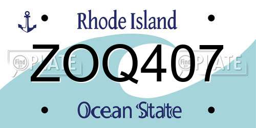 ZOQ407 Rhode Island License Plate