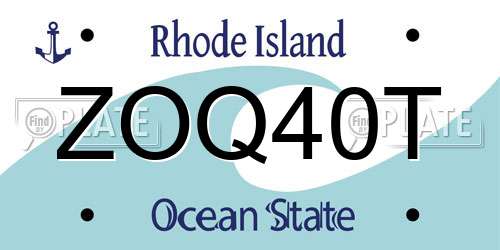 ZOQ40T Rhode Island License Plate