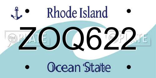 ZOQ622 Rhode Island License Plate