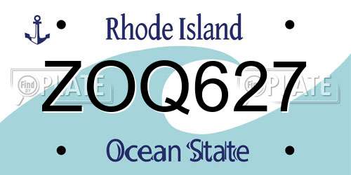 ZOQ627 Rhode Island License Plate