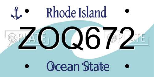 ZOQ672 Rhode Island License Plate