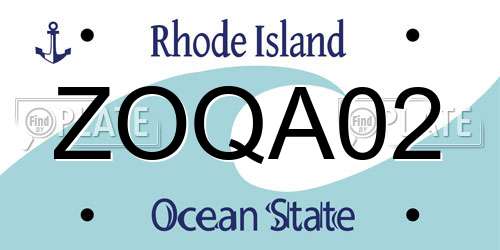 ZOQA02 Rhode Island License Plate
