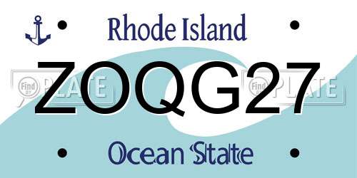 ZOQG27 Rhode Island License Plate