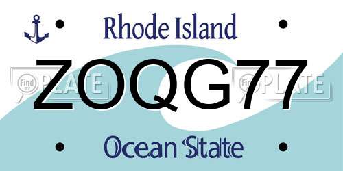 ZOQG77 Rhode Island License Plate