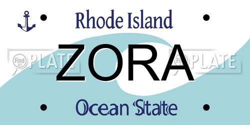 ZORA Rhode Island License Plate