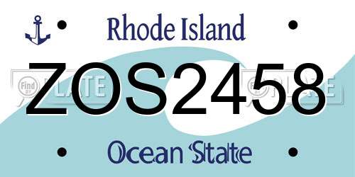 ZOS2458 Rhode Island License Plate