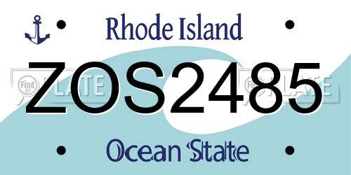 ZOS2485 Rhode Island License Plate