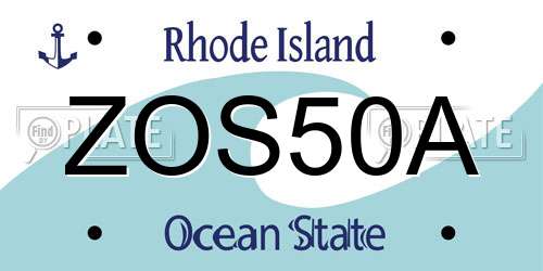 ZOS50A Rhode Island License Plate