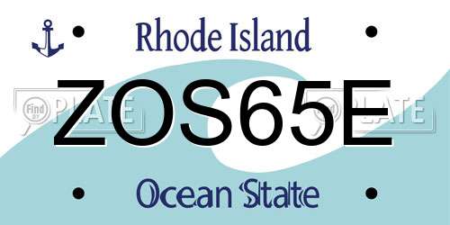 ZOS65E Rhode Island License Plate