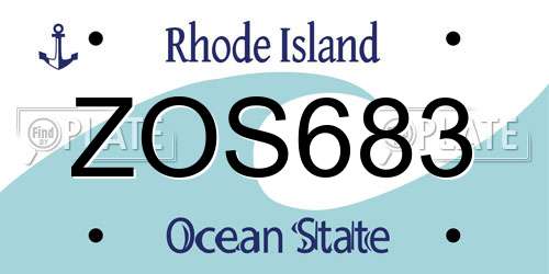 ZOS683 Rhode Island License Plate