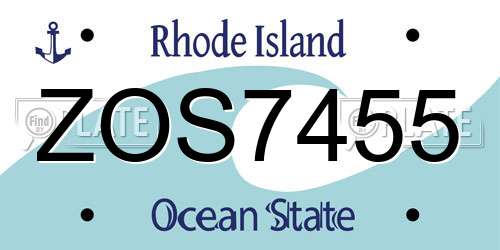 ZOS7455 Rhode Island License Plate
