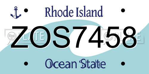 ZOS7458 Rhode Island License Plate
