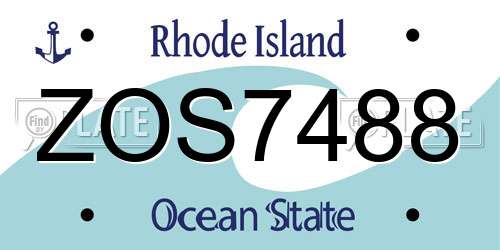 ZOS7488 Rhode Island License Plate