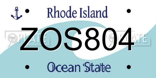 ZOS804 Rhode Island License Plate
