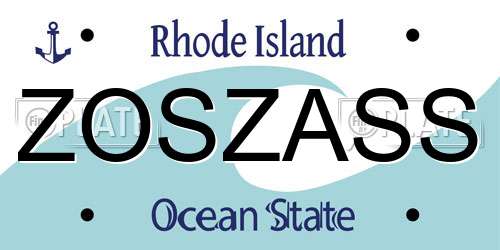 ZOSZASS Rhode Island License Plate