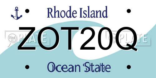 ZOT20Q Rhode Island License Plate
