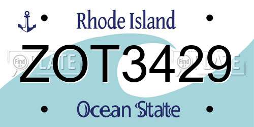 ZOT3429 Rhode Island License Plate