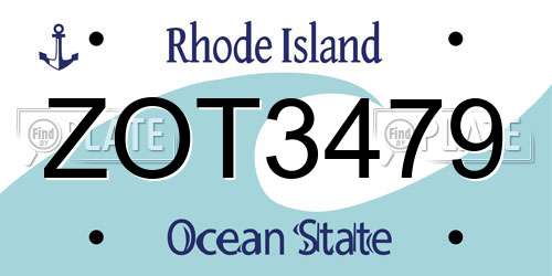 ZOT3479 Rhode Island License Plate