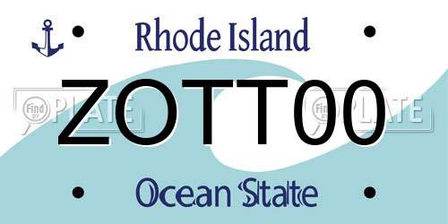 ZOTT00 Rhode Island License Plate