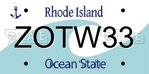 ZOTW33 Rhode Island License Plate