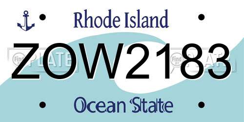 ZOW2183 Rhode Island License Plate