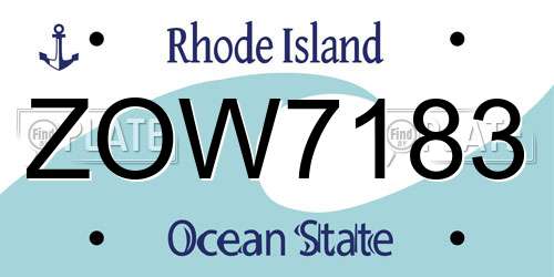 ZOW7183 Rhode Island License Plate