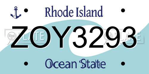 ZOY3293 Rhode Island License Plate